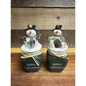 Rustic Snowman Candle Toppers With Candles 6” Tall